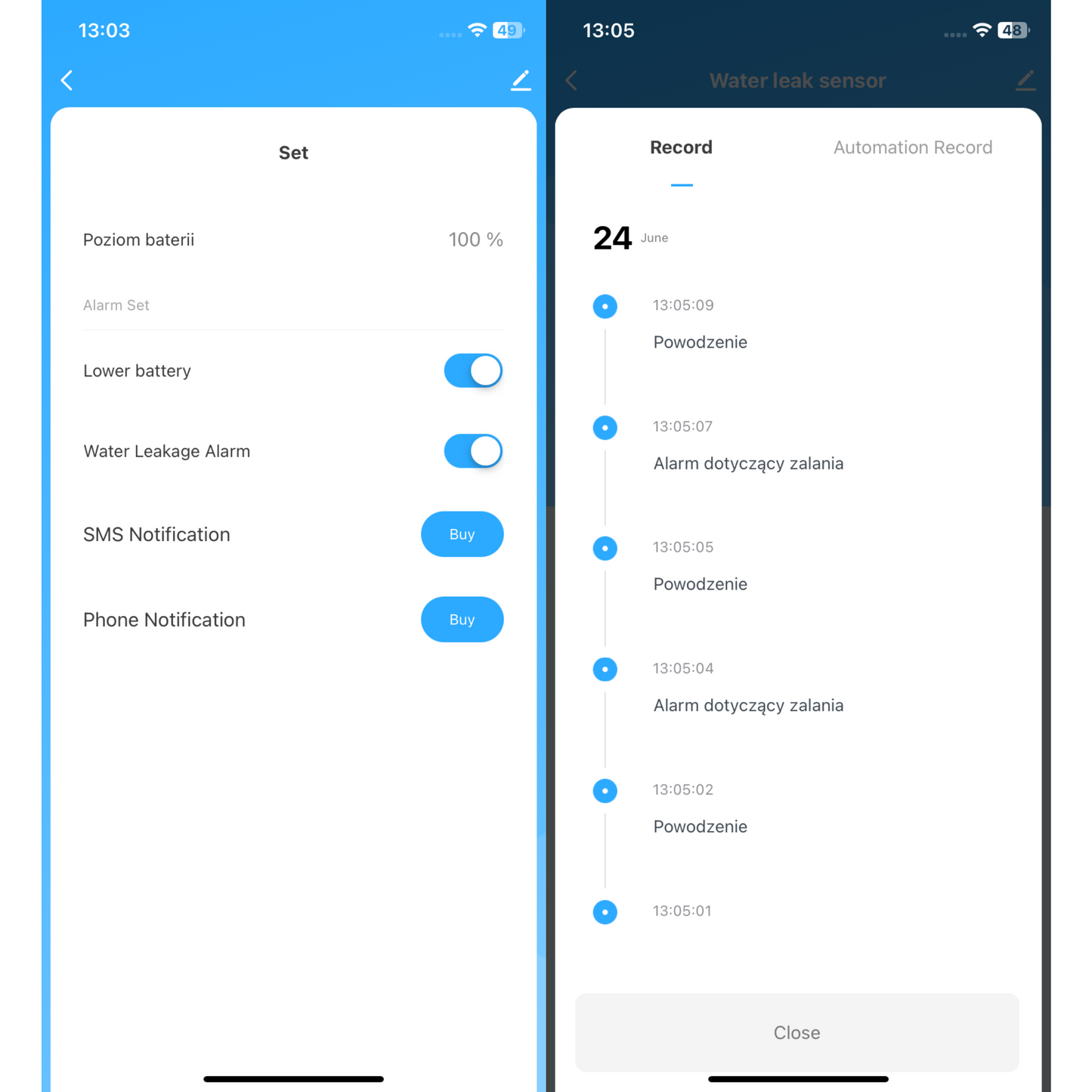 CZUJNIK ZALANIA WODĄ ZIGBEE TUYA SMART LIFE