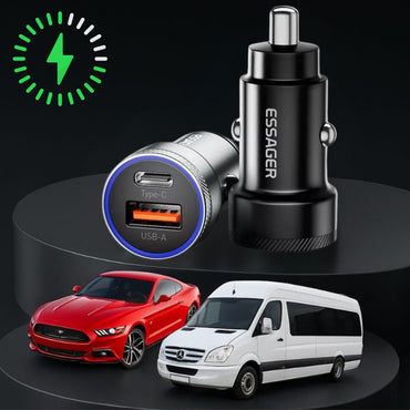 Ładowarka Samochodowa ESSAGER 54W – USB-C + USB-A | Szybkie Ładowanie QC/PD