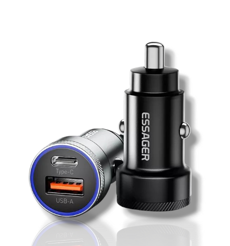 Ładowarka Samochodowa ESSAGER 54W – USB-C + USB-A | Szybkie Ładowanie QC/PD