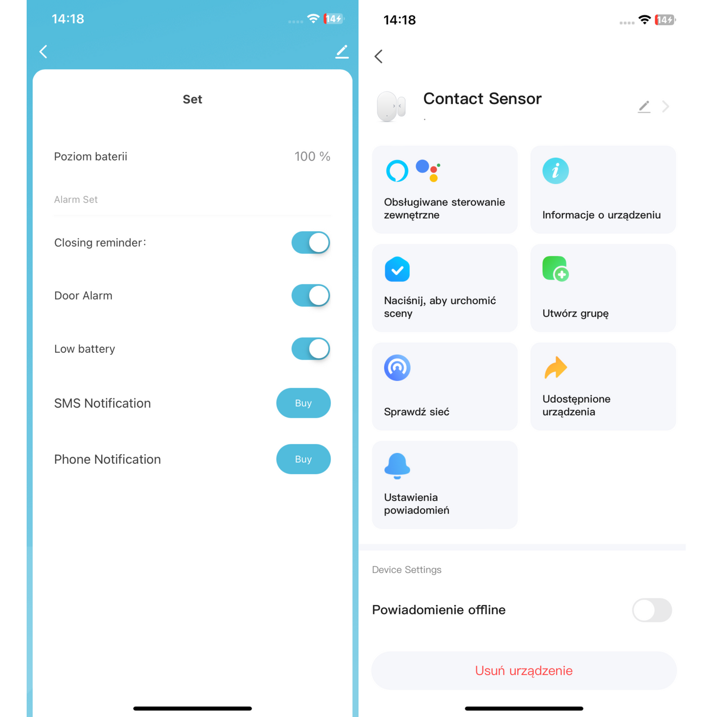 Czujnik otwarcia drzwi i okna WIFI TUYA SMART