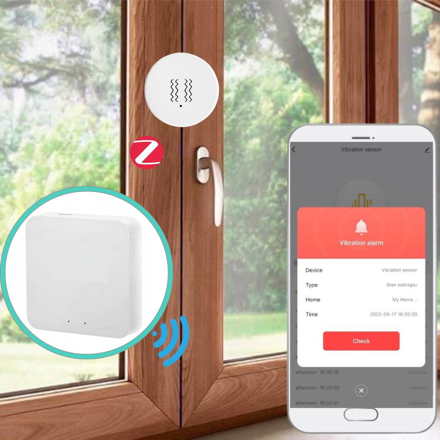 Czujnik wibracji Zigbee kompatybilny z Tuya Smart Life Vibration Sensor