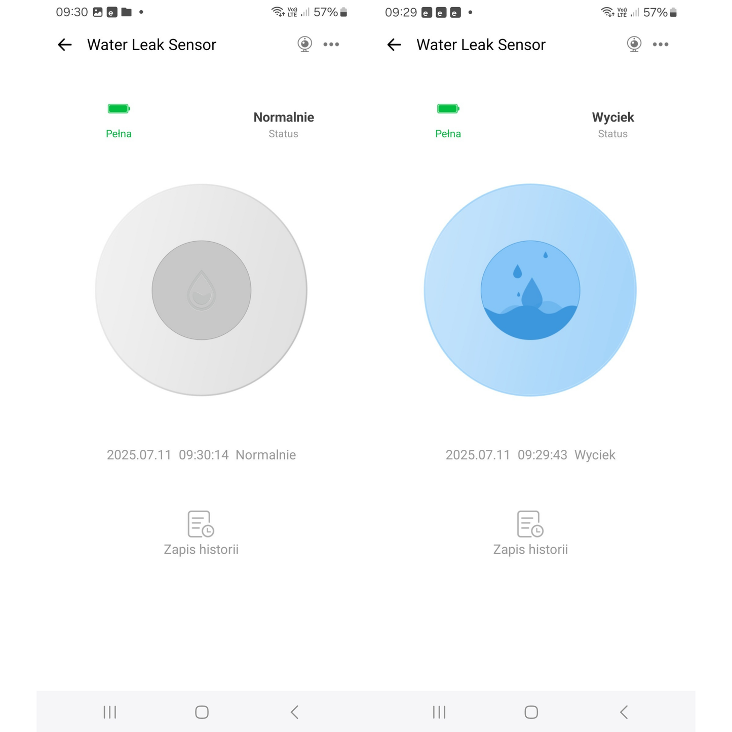 Zestaw 2x czujników zalania wodą Zigbee kompatybilny z eWeLink
