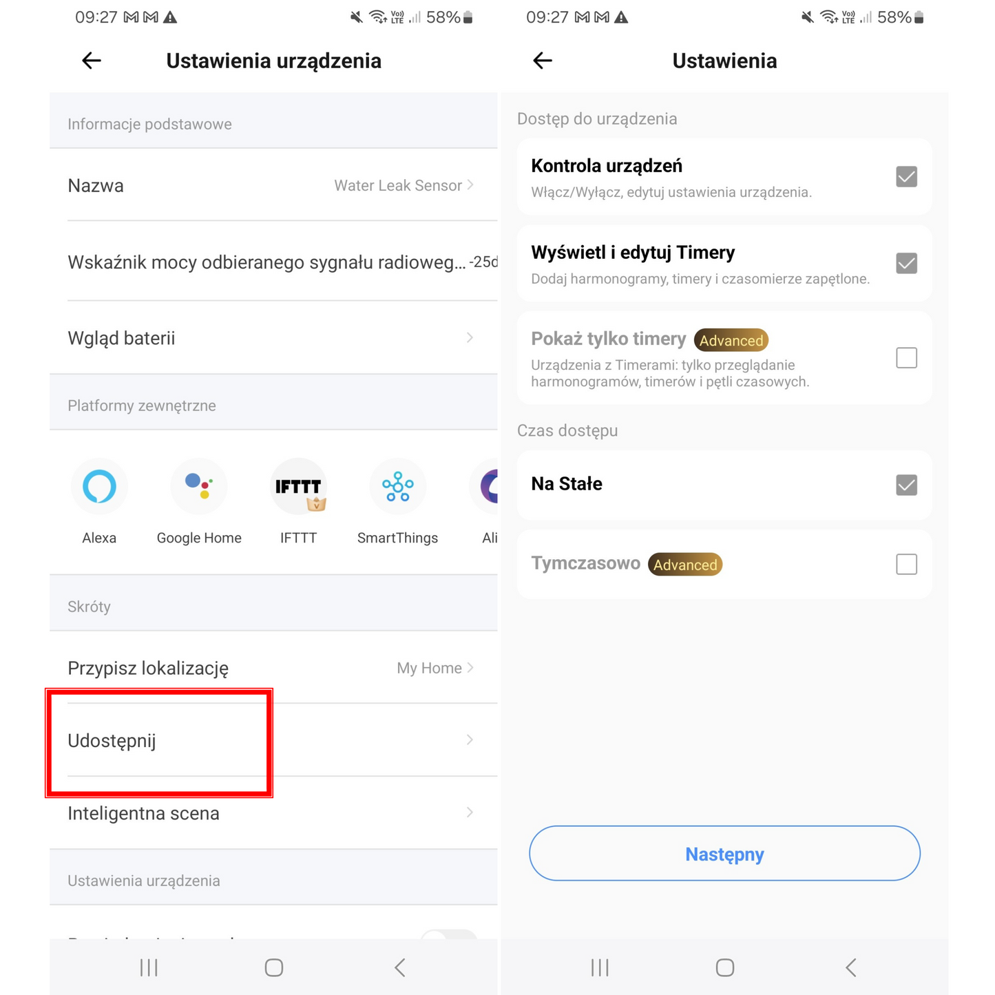Zestaw 2x czujników zalania wodą Zigbee kompatybilny z eWeLink