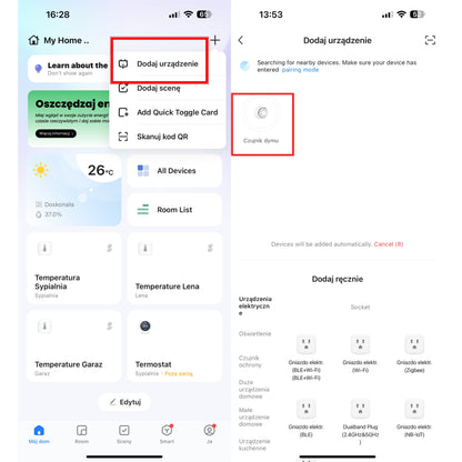 Czujnik dymu bezprzewodowy ZIGBEE Detektor Sensor Pożaru Alarm do domu Tuya