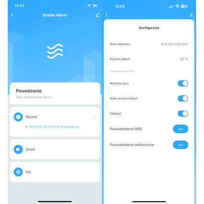 Zestaw 4x Czujników Dymu Głośny bezprzewodowy Detektor Pożaru ZIGBEE TUYA