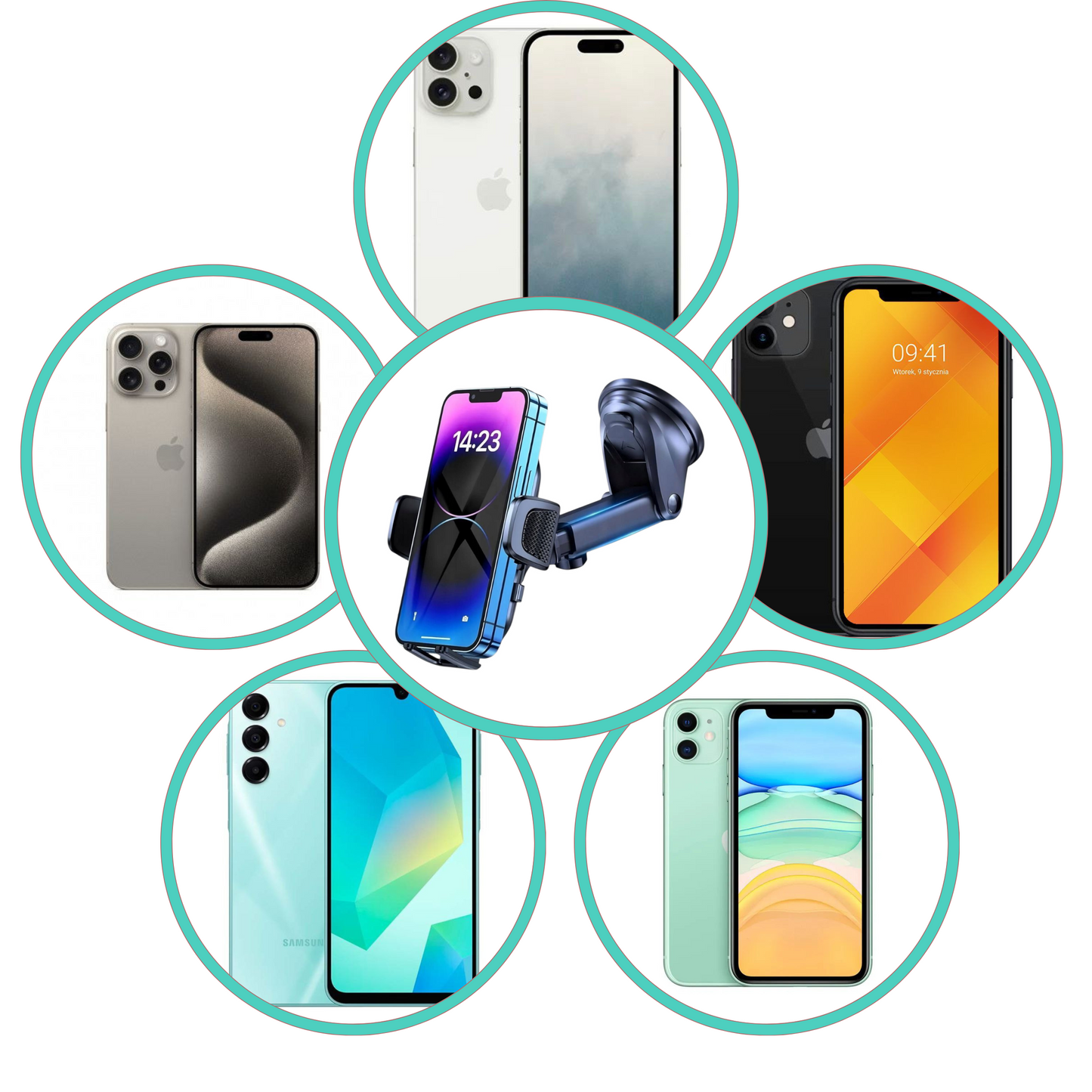 Uniwersalny Uchwyt Samochodowy do Telefonu – Obrotowy 360° TOPK