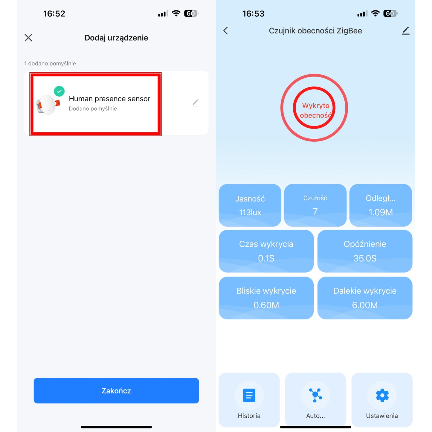 Inteligentny Sufitowy Czujnik Obecności - mmWave 5.8 GHz Zigbee