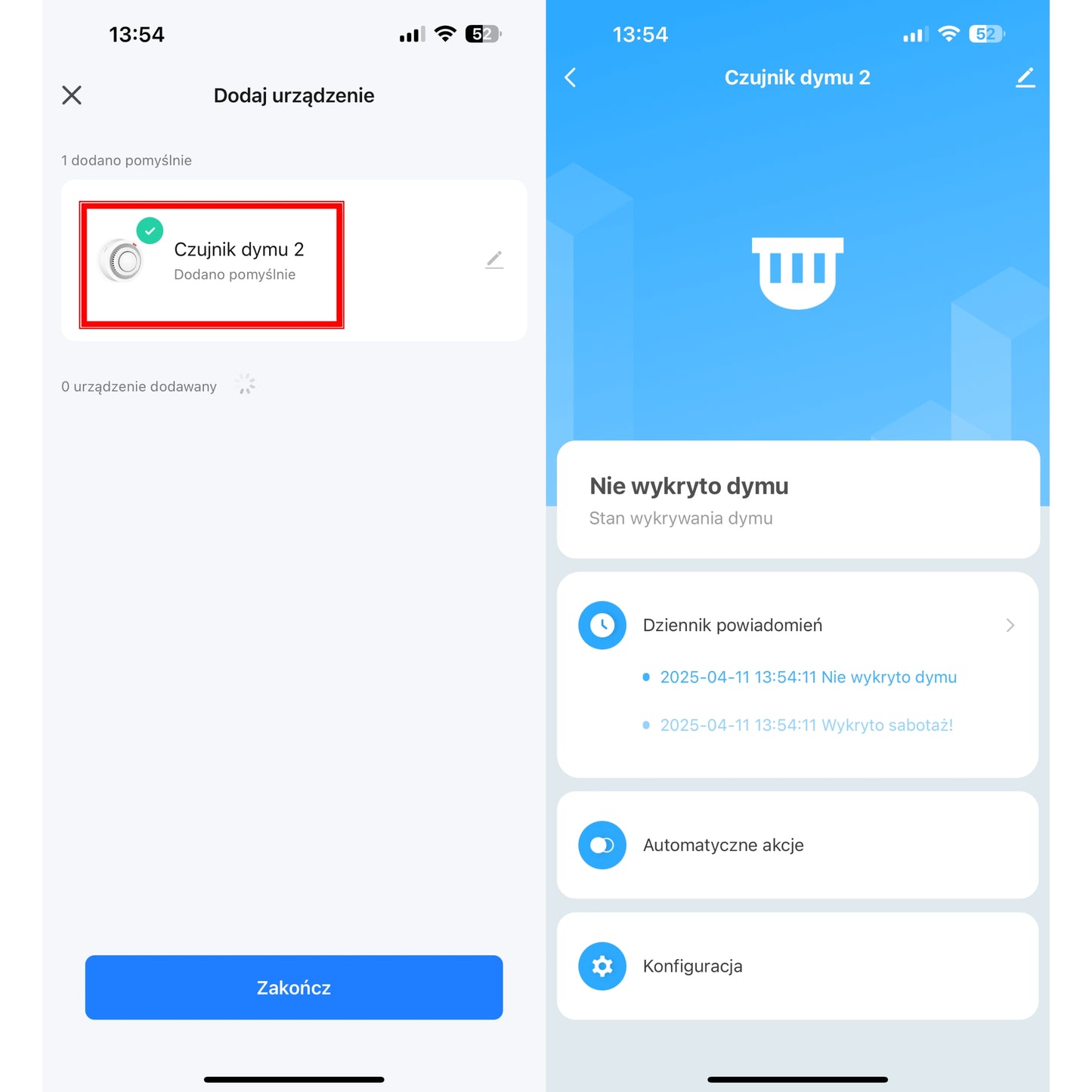 Czujnik Dymu Alarm Głośny bezprzewodowy Detektor Sensor Pożaru WIFI TUYA
