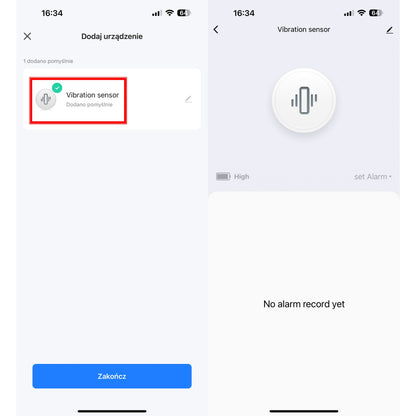 Czujnik wibracji Zigbee kompatybilny z Tuya Smart Life Vibration Sensor