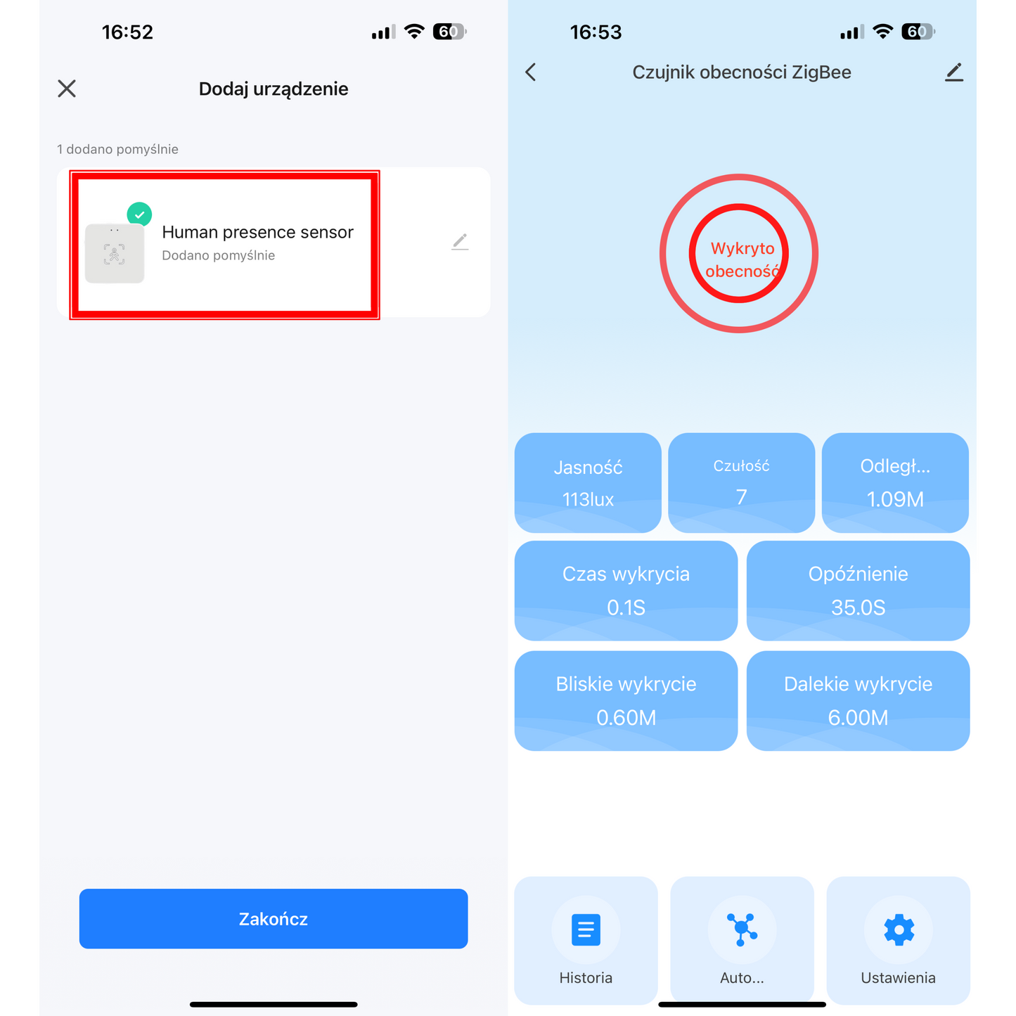 Czujnik Obecności Człowieka Zigbee Tuya 5.8GHz mmWave PIR Smart Life