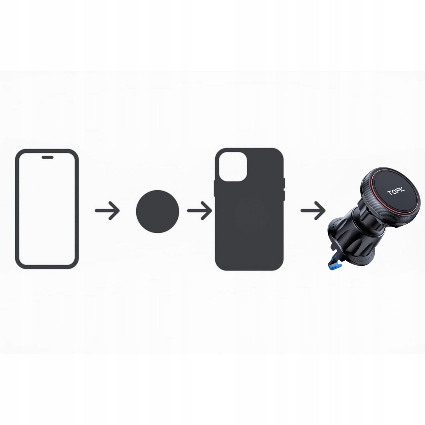 Magnetyczny uchwyt samochodowy na telefon Magnesowy uchwyt 360 stopni TOPK