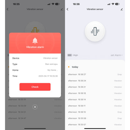 Czujnik wibracji Zigbee kompatybilny z Tuya Smart Life Vibration Sensor