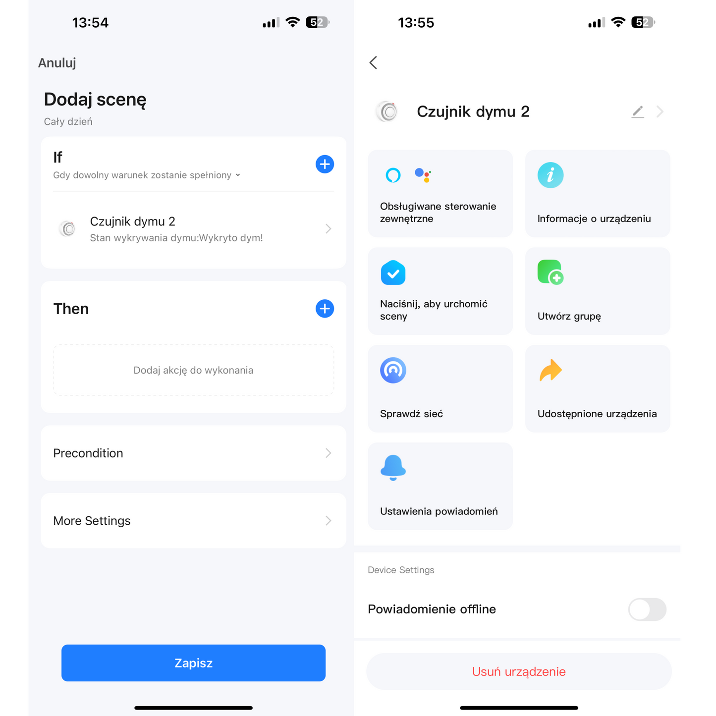 Zestaw 4x Czujników Dymu Głośny bezprzewodowy Detektor Pożaru ZIGBEE TUYA