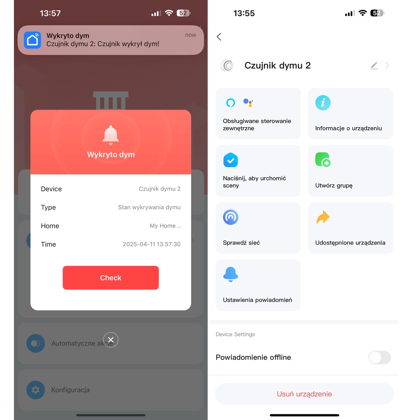 Czujnik dymu bezprzewodowy ZIGBEE Detektor Sensor Pożaru Alarm do domu Tuya