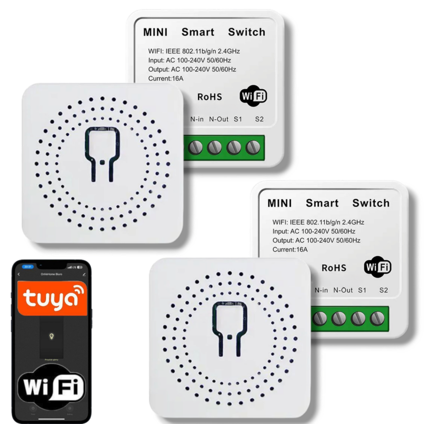 Zestaw 2x Inteligentny przełącznik elektryczny WIFI Tuya SMART LIFE 16 A