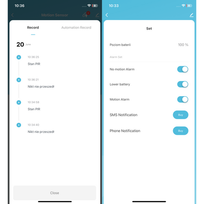 Zestaw 2x Czujników Ruchu PIR Zigbee – Sensor z Aplikacją Tuya / Smart Life