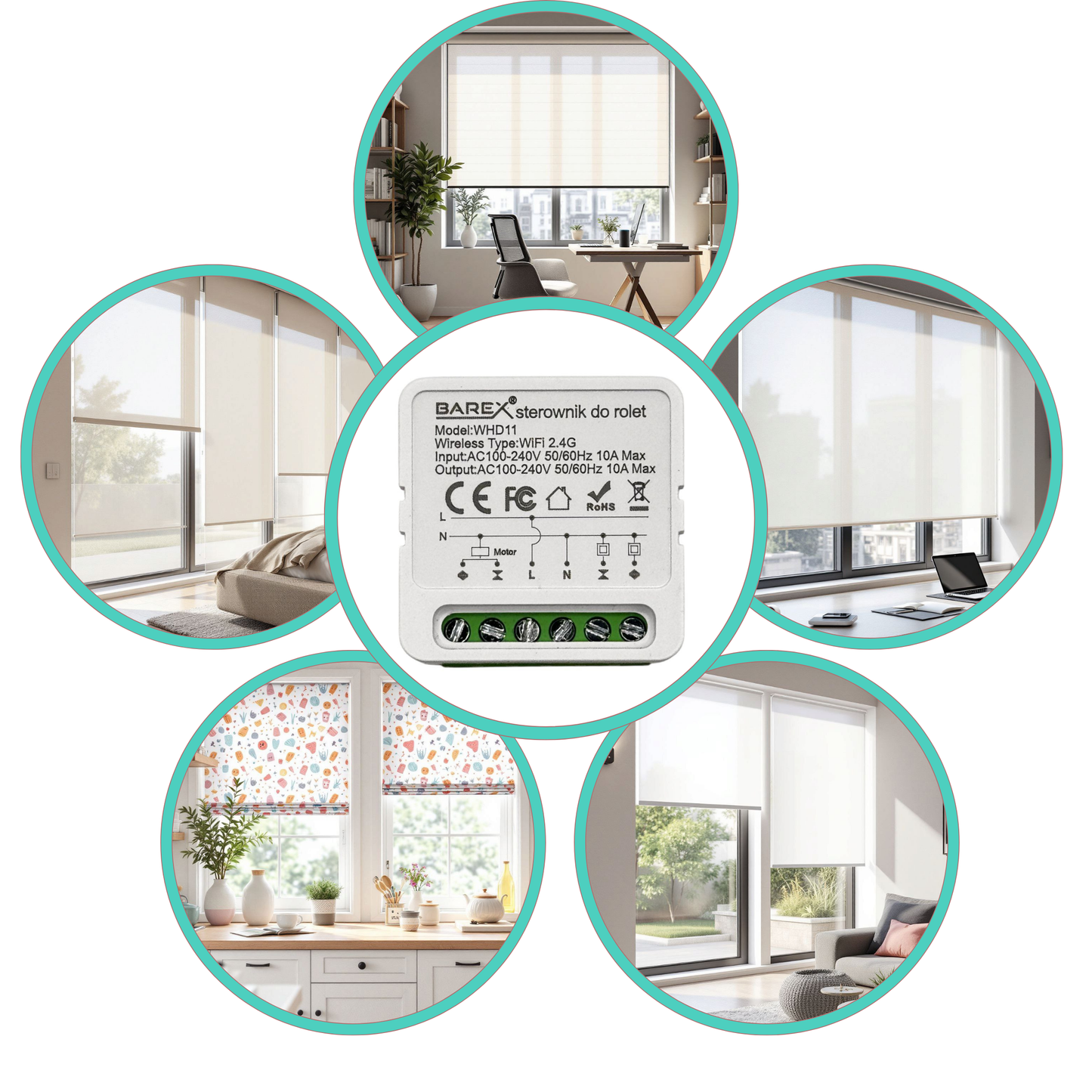 Inteligentny Wi-Fi Moduł do Sterowania Rolet i Zasłon Tuya / Smart Life 10 A