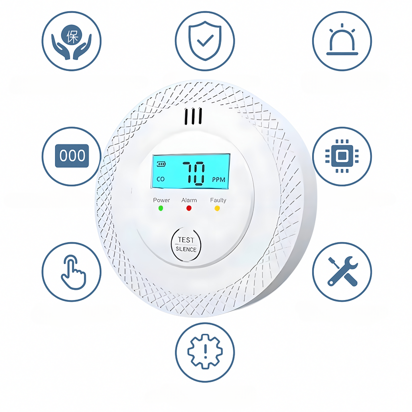 CZUJNIK TLENKU WĘGLA Z WYŚWIETLACZEM LCD, CZUJNIK CZADU LCD , alarm 85dB