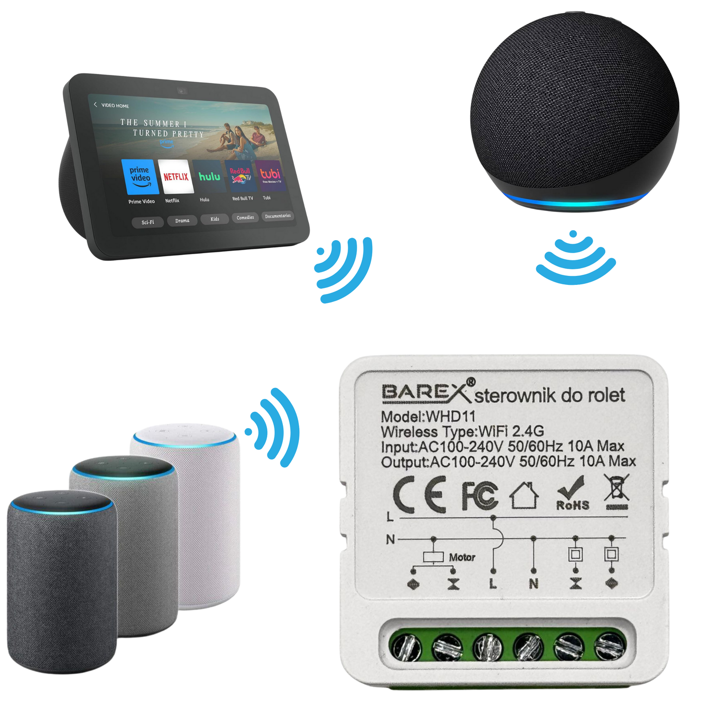 Inteligentny Wi-Fi Moduł do Sterowania Rolet i Zasłon Tuya / Smart Life 10 A