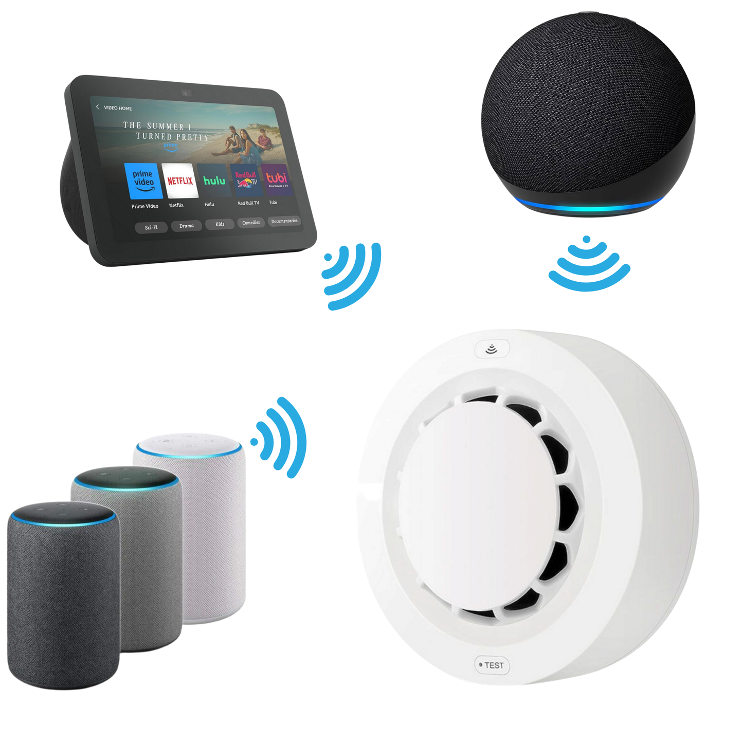 Zestaw 4x Czujników Dymu Głośny bezprzewodowy Detektor Pożaru ZIGBEE TUYA