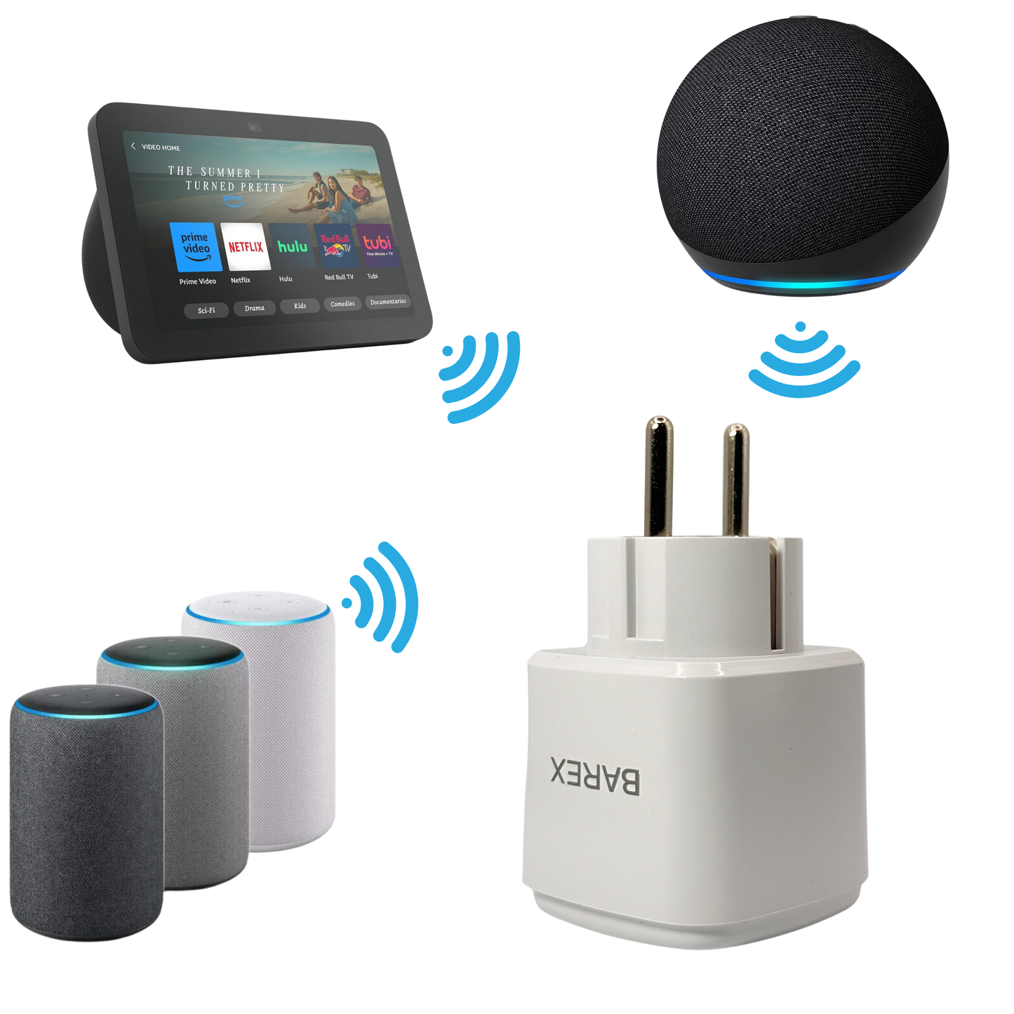 ZESTAW 4x GNIAZDEK INTELIGENTNE ZDALNIE STEROWANE WiFi SMART HARMONOGRAM