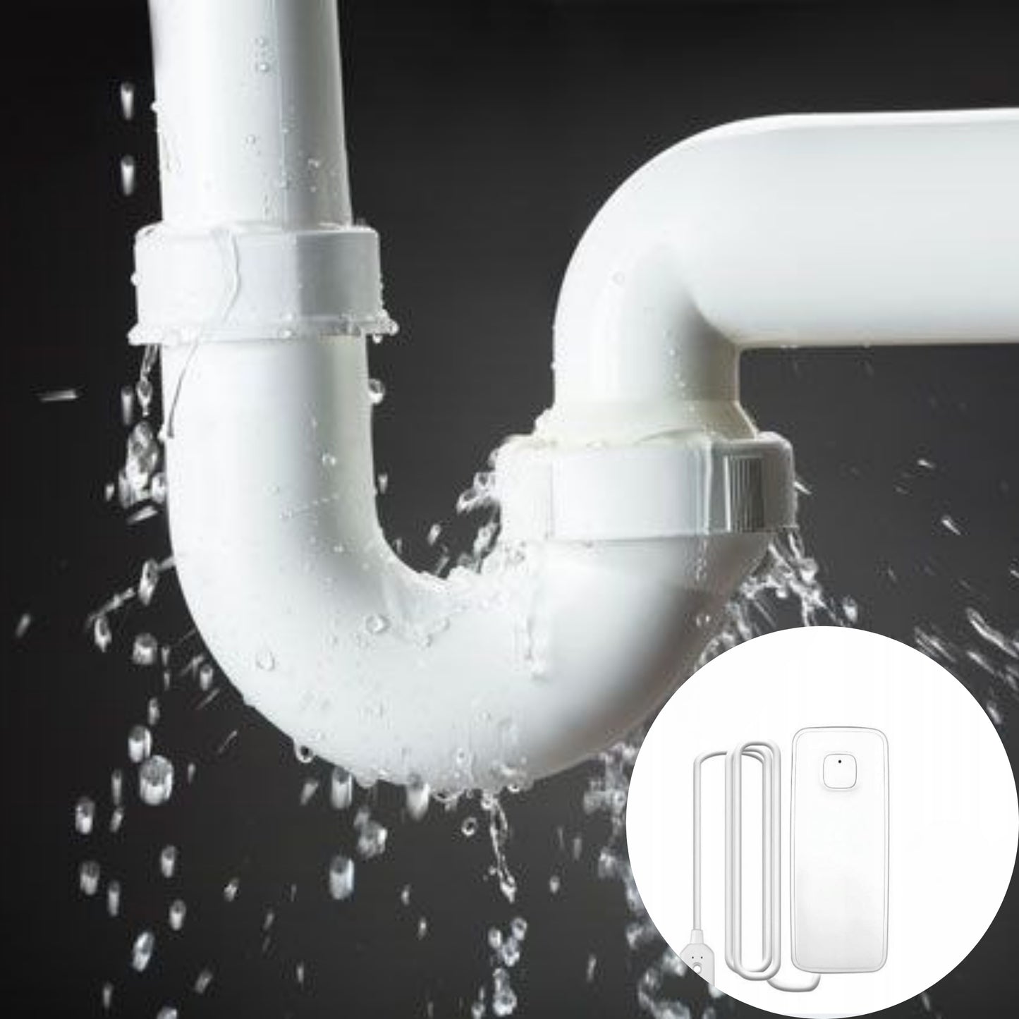 CZUJNIK SENSOR ZALANIA WODĄ WIFI alarm dźwiękowy