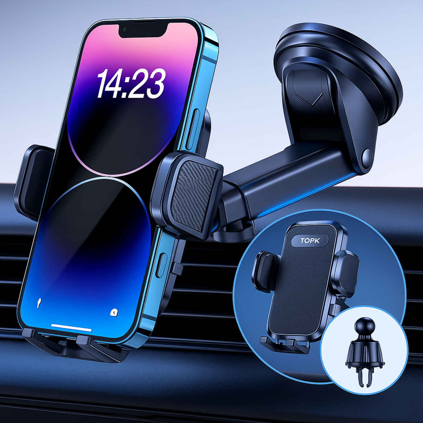 Uniwersalny Uchwyt Samochodowy do Telefonu – Obrotowy 360° TOPK