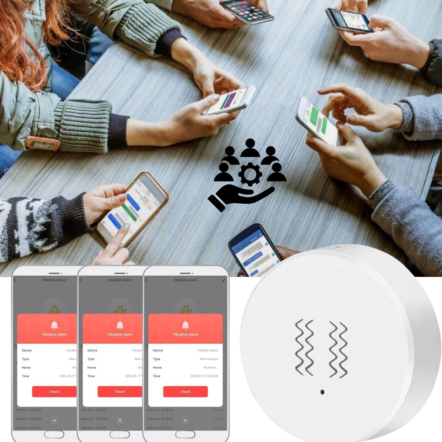 Czujnik wibracji Zigbee kompatybilny z Tuya Smart Life Vibration Sensor