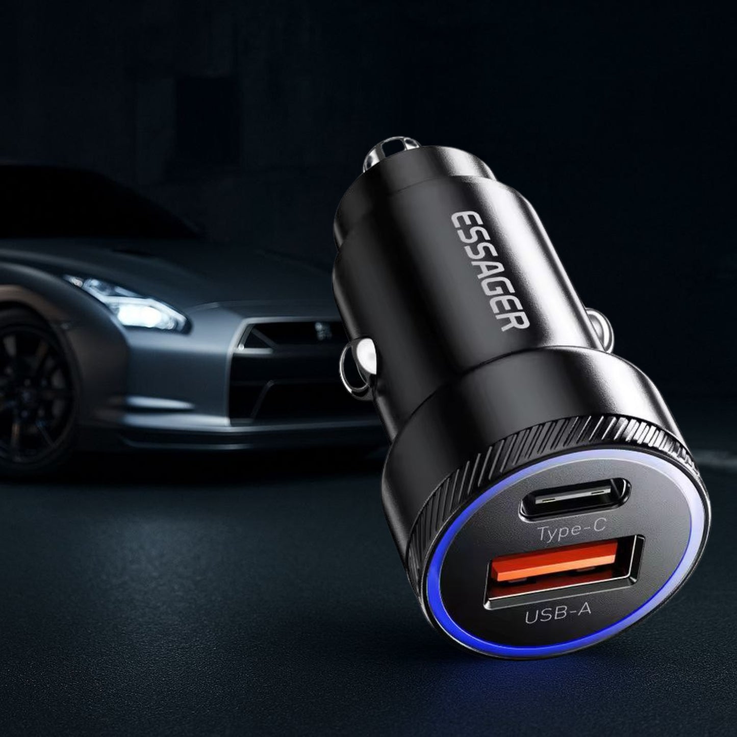 Ładowarka Samochodowa ESSAGER 54W – USB-C + USB-A | Szybkie Ładowanie QC/PD