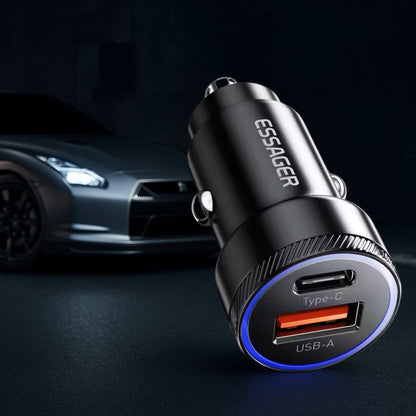 Ładowarka Samochodowa ESSAGER 54W – USB-C + USB-A | Szybkie Ładowanie QC/PD