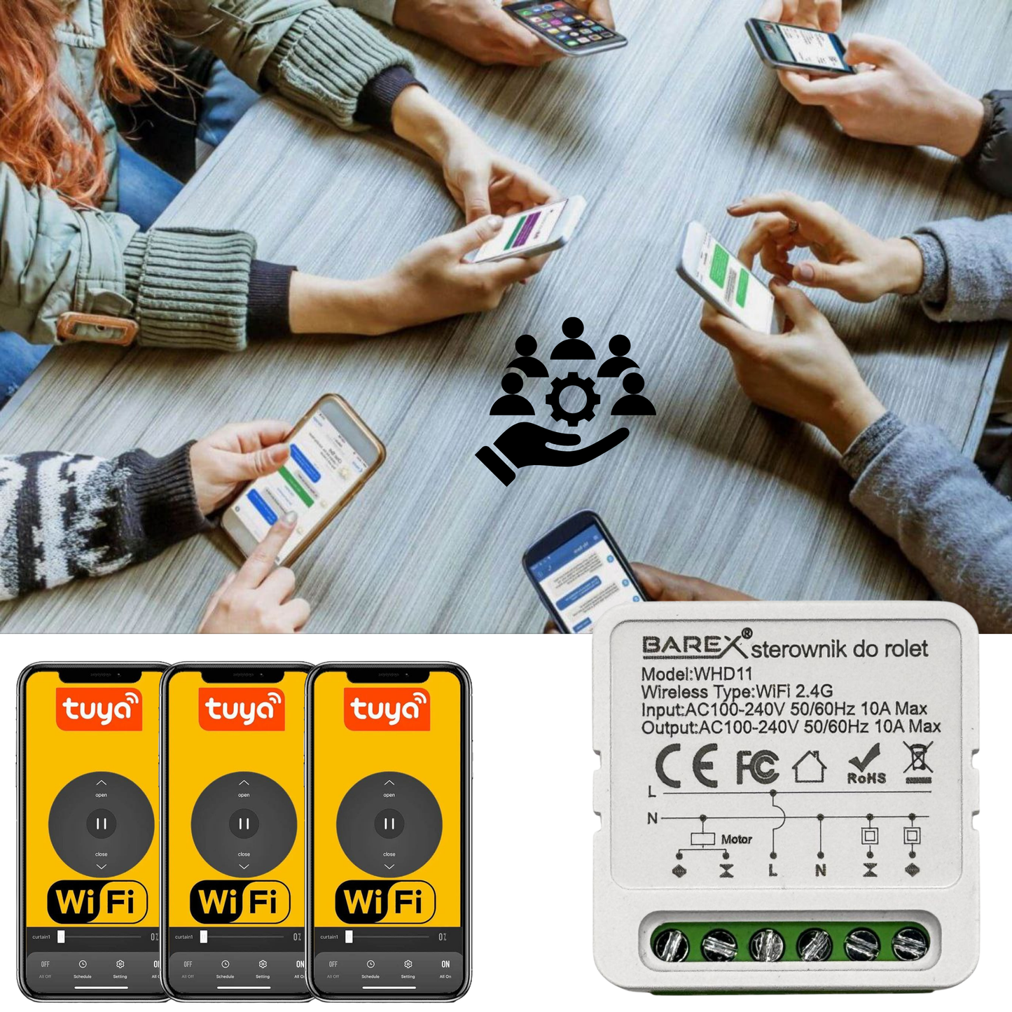 Inteligentny Wi-Fi Moduł do Sterowania Rolet i Zasłon Tuya / Smart Life 10 A