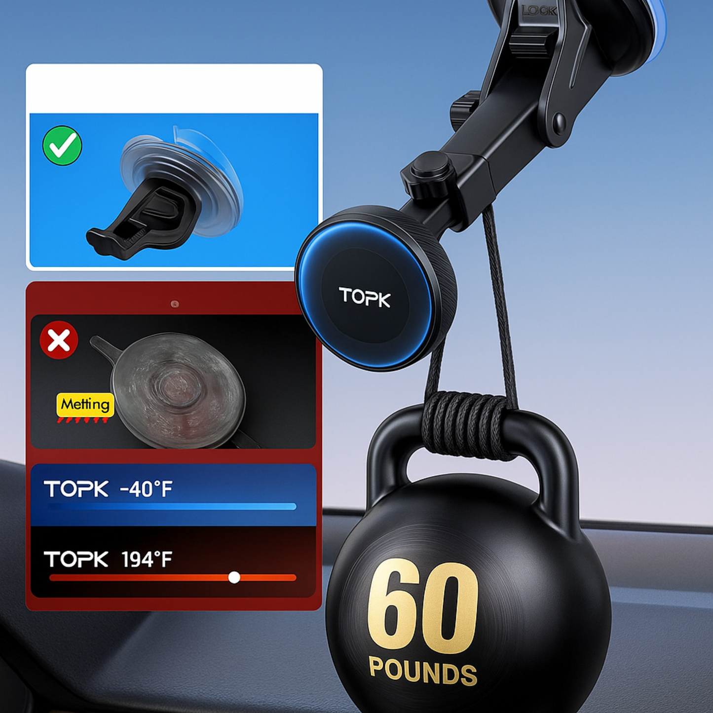 Magnetyczny uchwyt samochodowy na telefon Magnesowy uchwyt 360 stopni TOPK