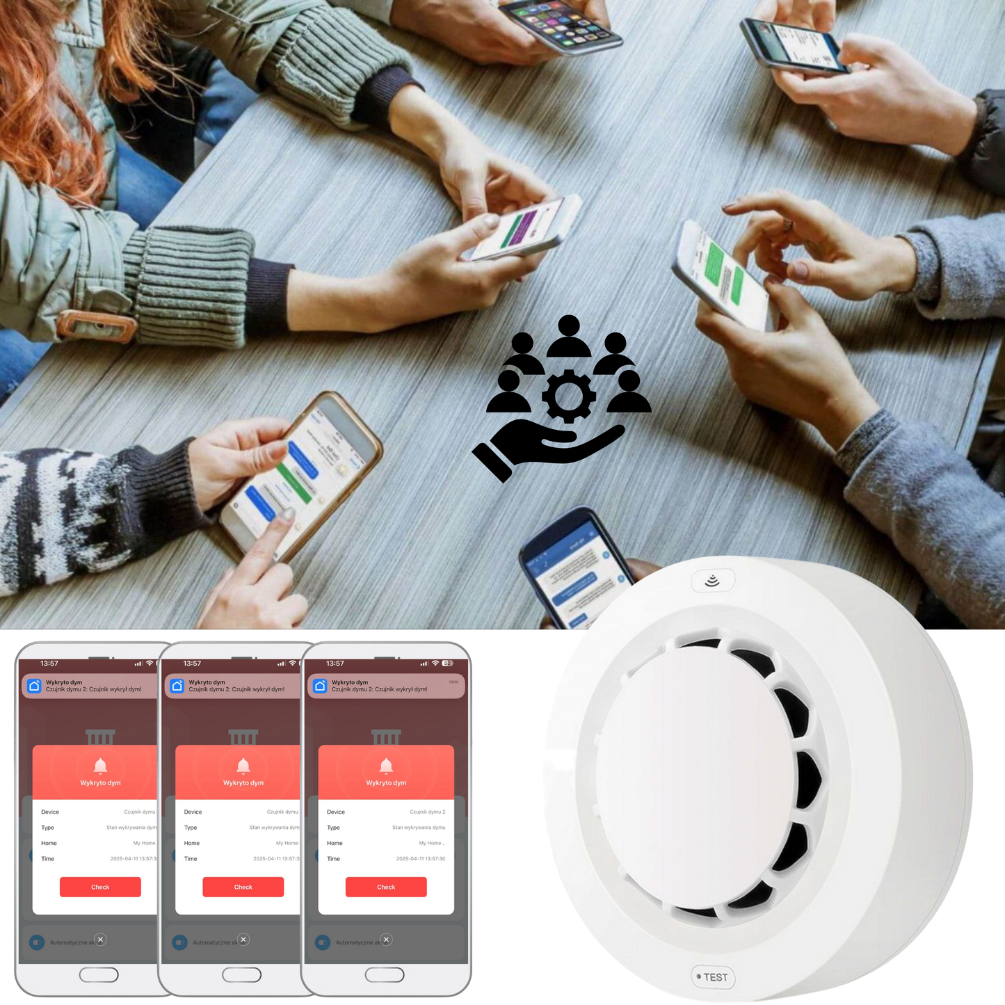 Zestaw 4x Czujników Dymu Głośny bezprzewodowy Detektor Pożaru ZIGBEE TUYA