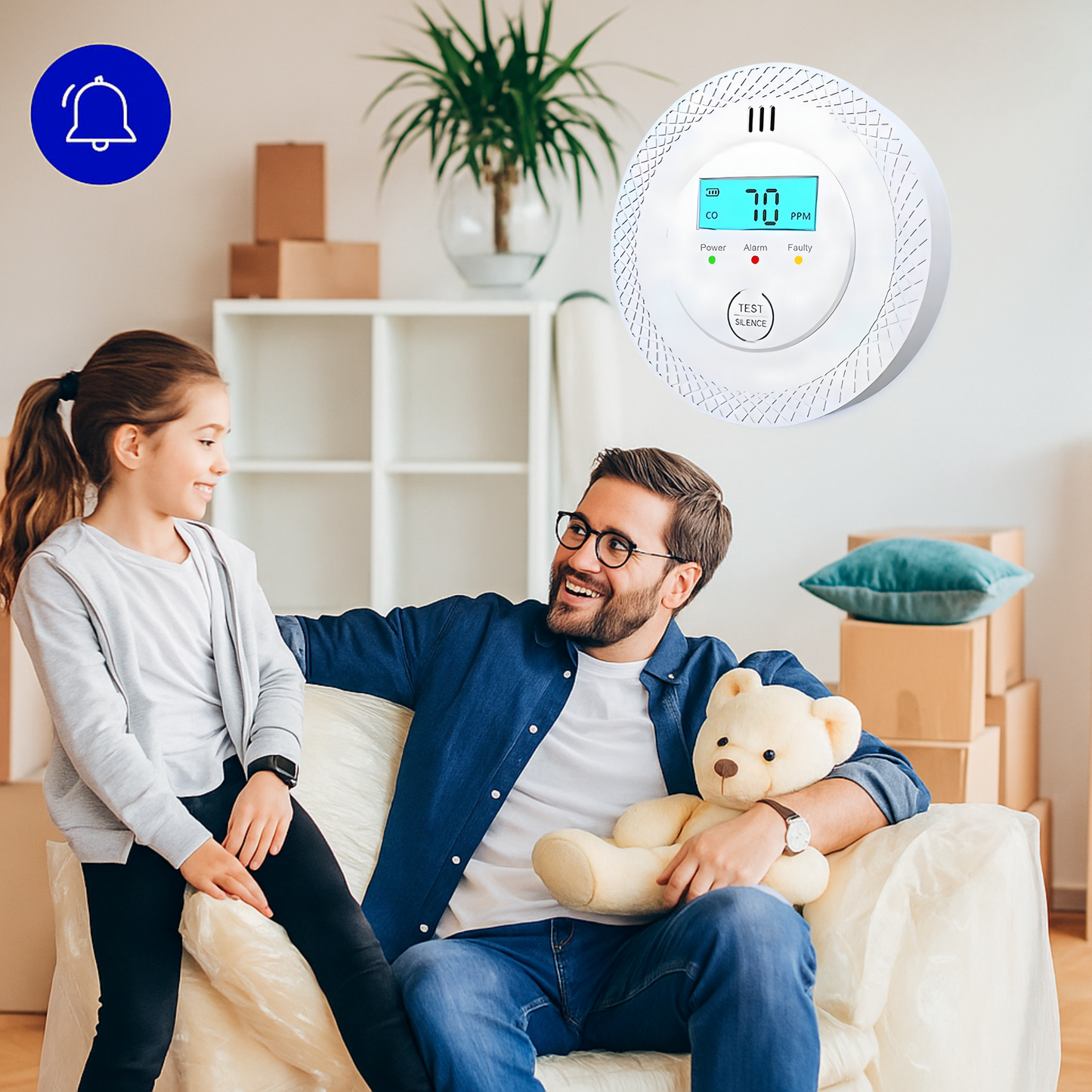 CZUJNIK TLENKU WĘGLA Z WYŚWIETLACZEM LCD, CZUJNIK CZADU LCD , alarm 85dB