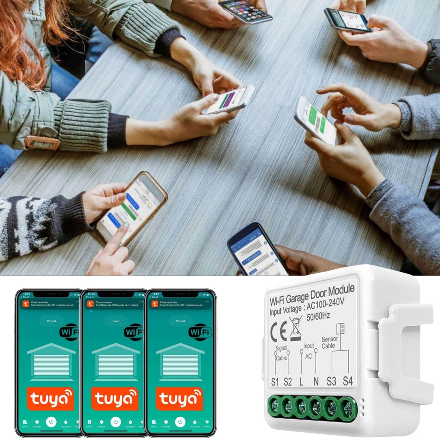 Zestaw 2x Sterownik do bramy garażowej Moduł Wi-Fi 230V Tuya Smart Life