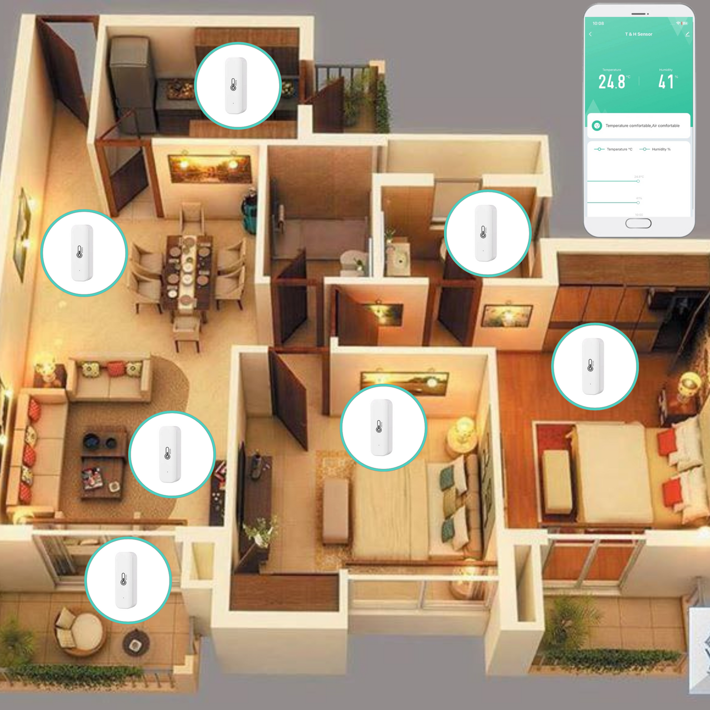 Inteligentny czujnik temperatury i wilgotności Wi-Fi Tuya/Smart Life TH01