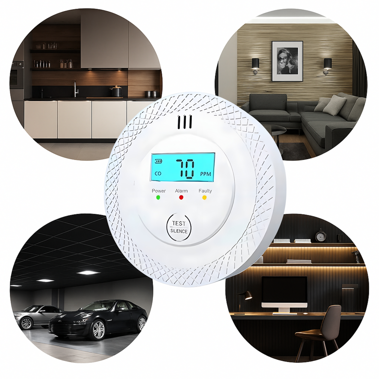 CZUJNIK TLENKU WĘGLA Z WYŚWIETLACZEM LCD, CZUJNIK CZADU LCD , alarm 85dB