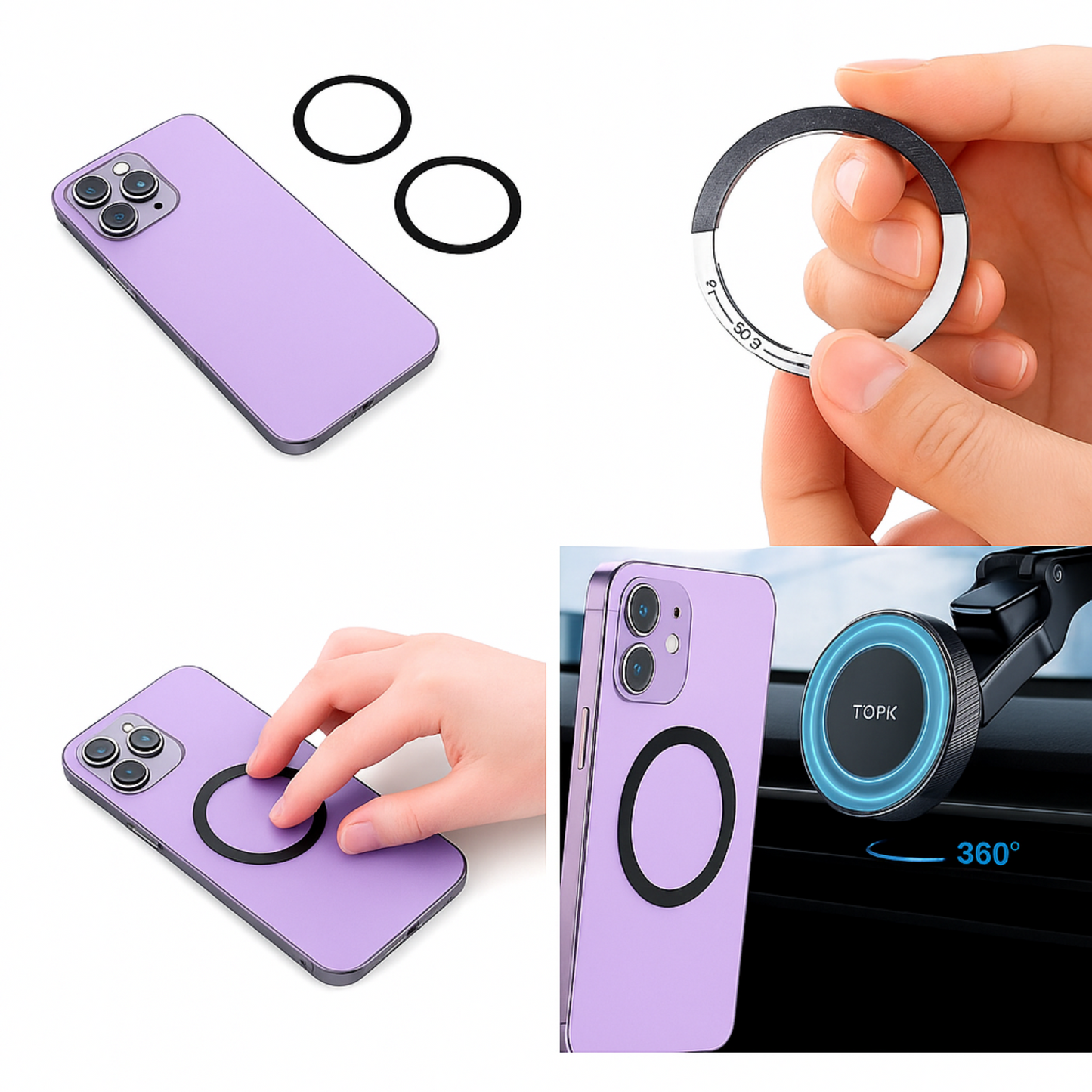 Magnetyczny uchwyt samochodowy na telefon Magnesowy uchwyt 360 stopni TOPK