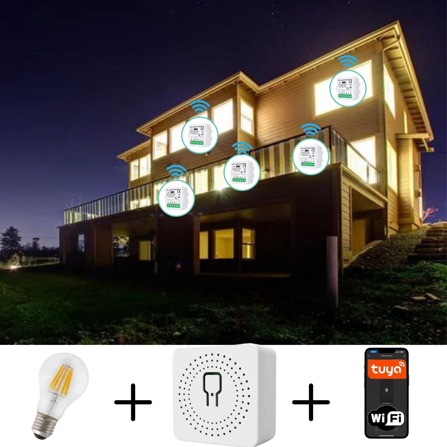 Zestaw 4x Inteligentny przełącznik elektryczny WIFI Tuya SMART LIFE 16 A