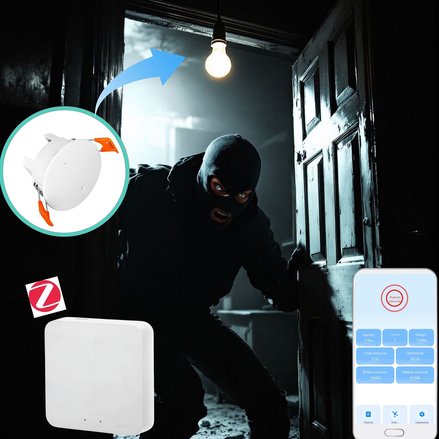 Inteligentny Sufitowy Czujnik Obecności - mmWave 5.8 GHz Zigbee