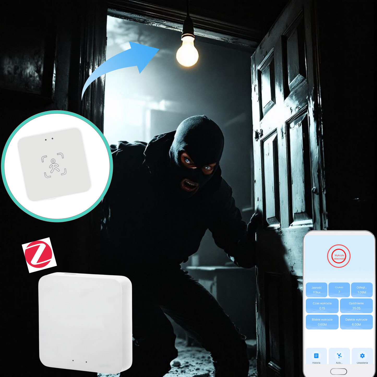 Czujnik Obecności Człowieka Zigbee Tuya 5.8GHz mmWave PIR Smart Life