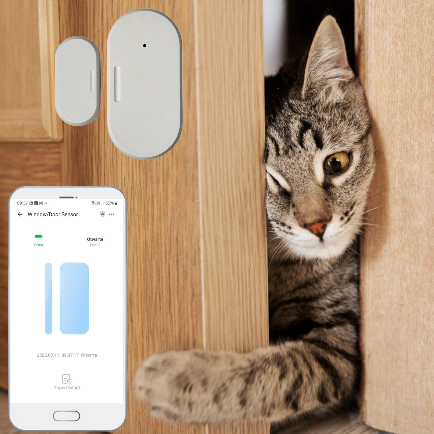 Zestaw 2x Czujników Otwarcia Drzwi i Okien Zigbee - Kompatybilny z eWeLink