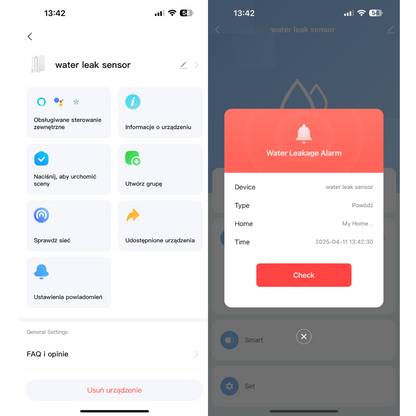 CZUJNIK SENSOR ZALANIA WODĄ WIFI alarm dźwiękowy