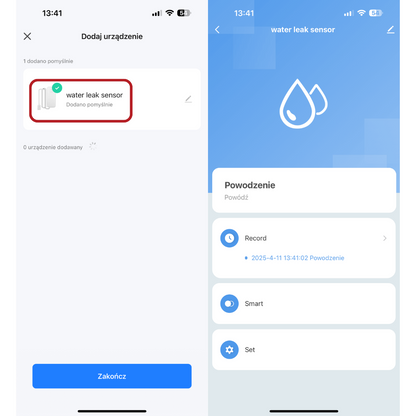 CZUJNIK SENSOR ZALANIA WODĄ WIFI alarm dźwiękowy