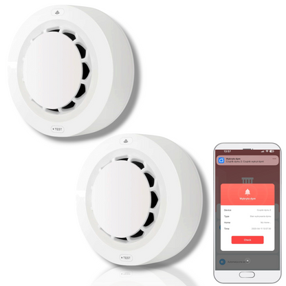 Zestaw 2x Czujników Dymu Głośny bezprzewodowy Detektor Pożaru ZIGBEE TUYA