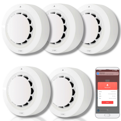 Zestaw 5x Czujników Dymu Głośny bezprzewodowy Detektor Pożaru ZIGBEE TUYA