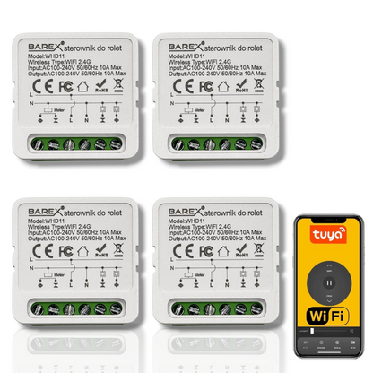 Zestaw 4x Inteligentny Wi-Fi Moduł do Sterowania Rolet i Zasłon Tuya 10 A