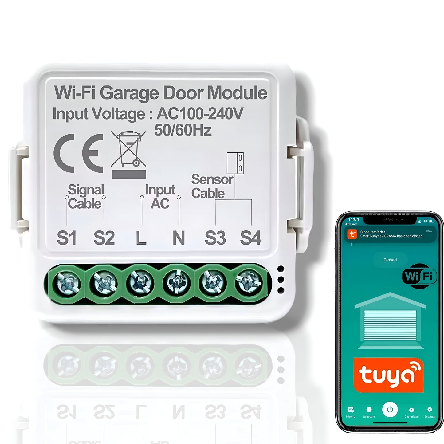 Sterownik przekaźnik do bramy garażowej Moduł Wi-Fi 230V Tuya Smart Life