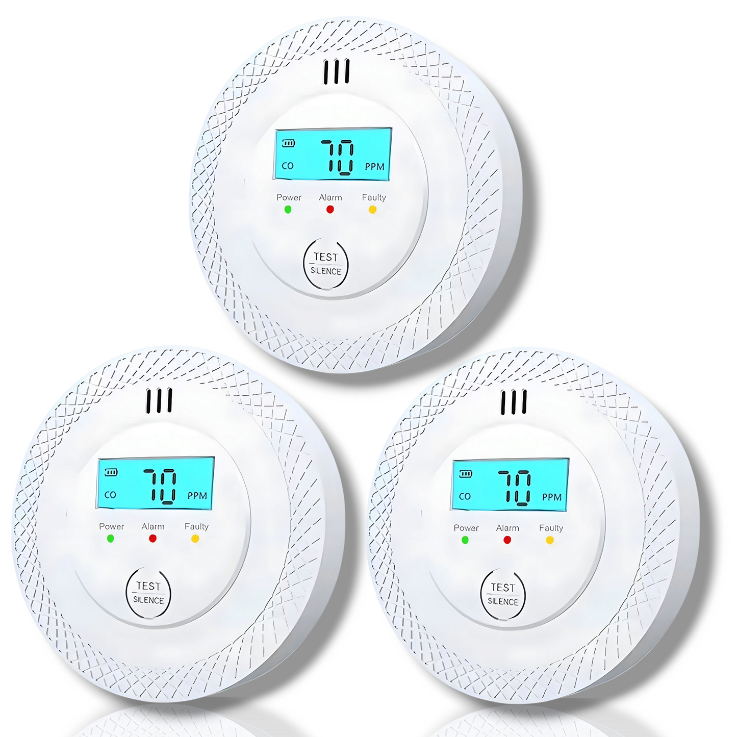 ZESTAW 3x CZUJNIK TLENKU WĘGLA LCD, CZUJNIK CZADU LCD , alarm 85dB