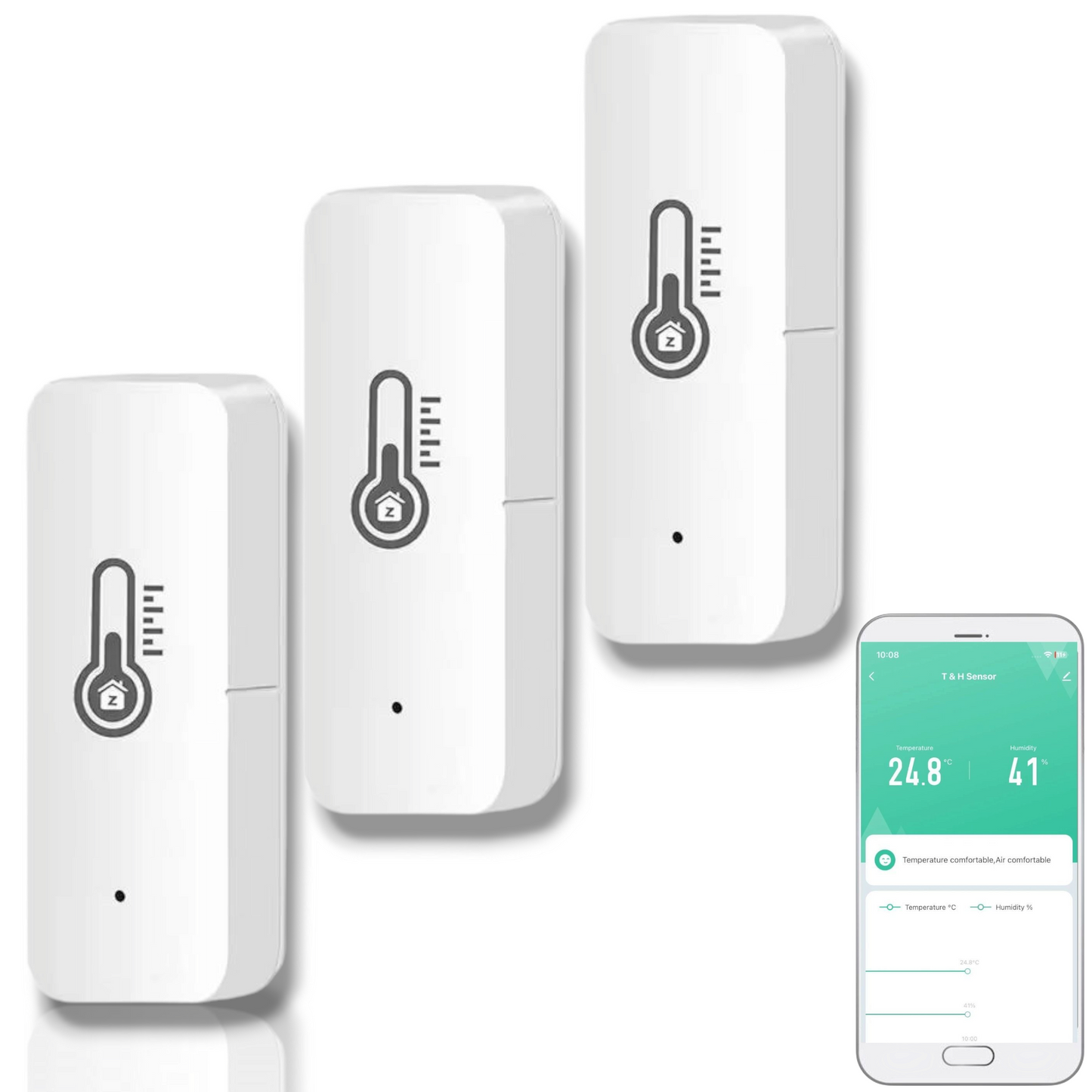 Zestaw 3x Czujników temperatury, wilgotności ZIGBEE TUYA / Smart Home